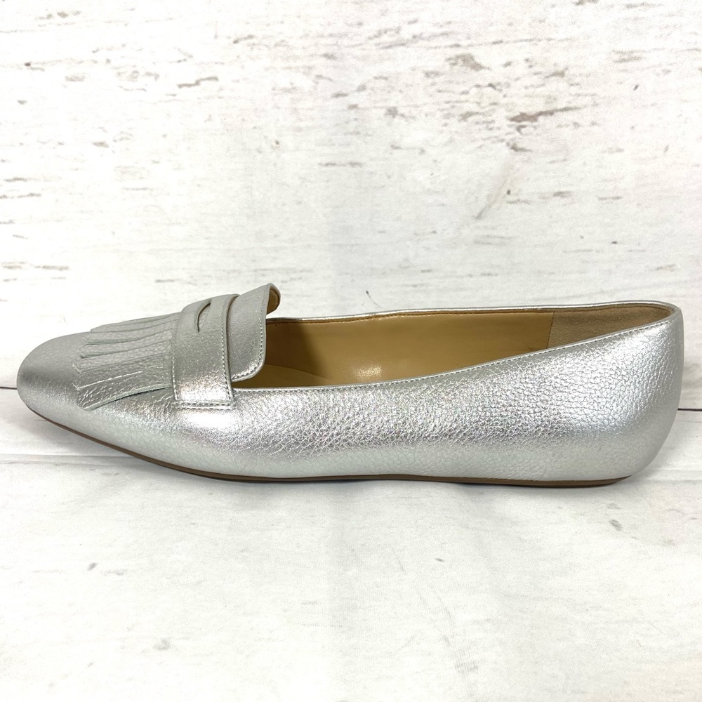 Talbots Shoes Women’s 10M Silver Metallic Loafers Kiltie Preppy .